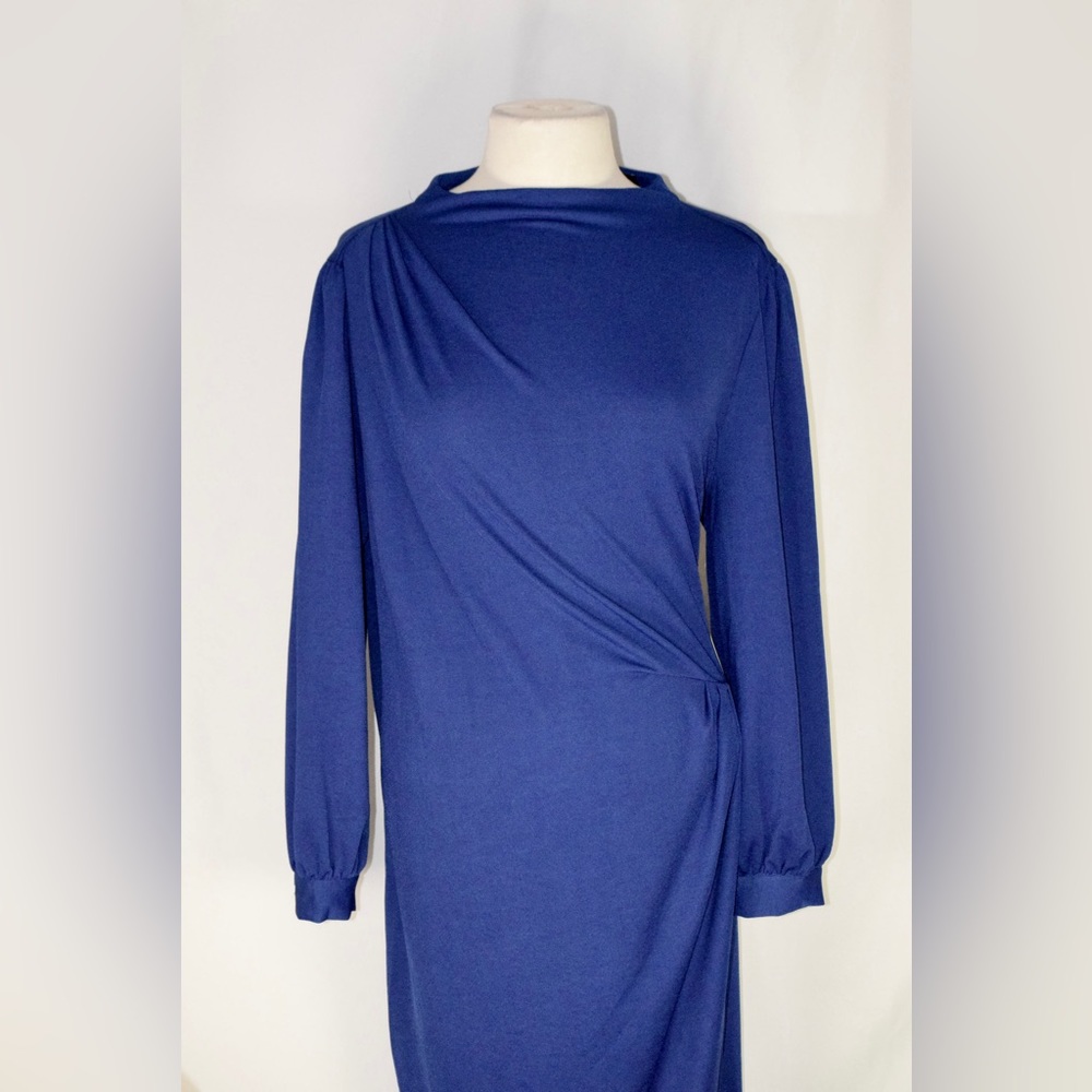 Eloquii Royal Blue Long Sleeve Draped Sheath Dress